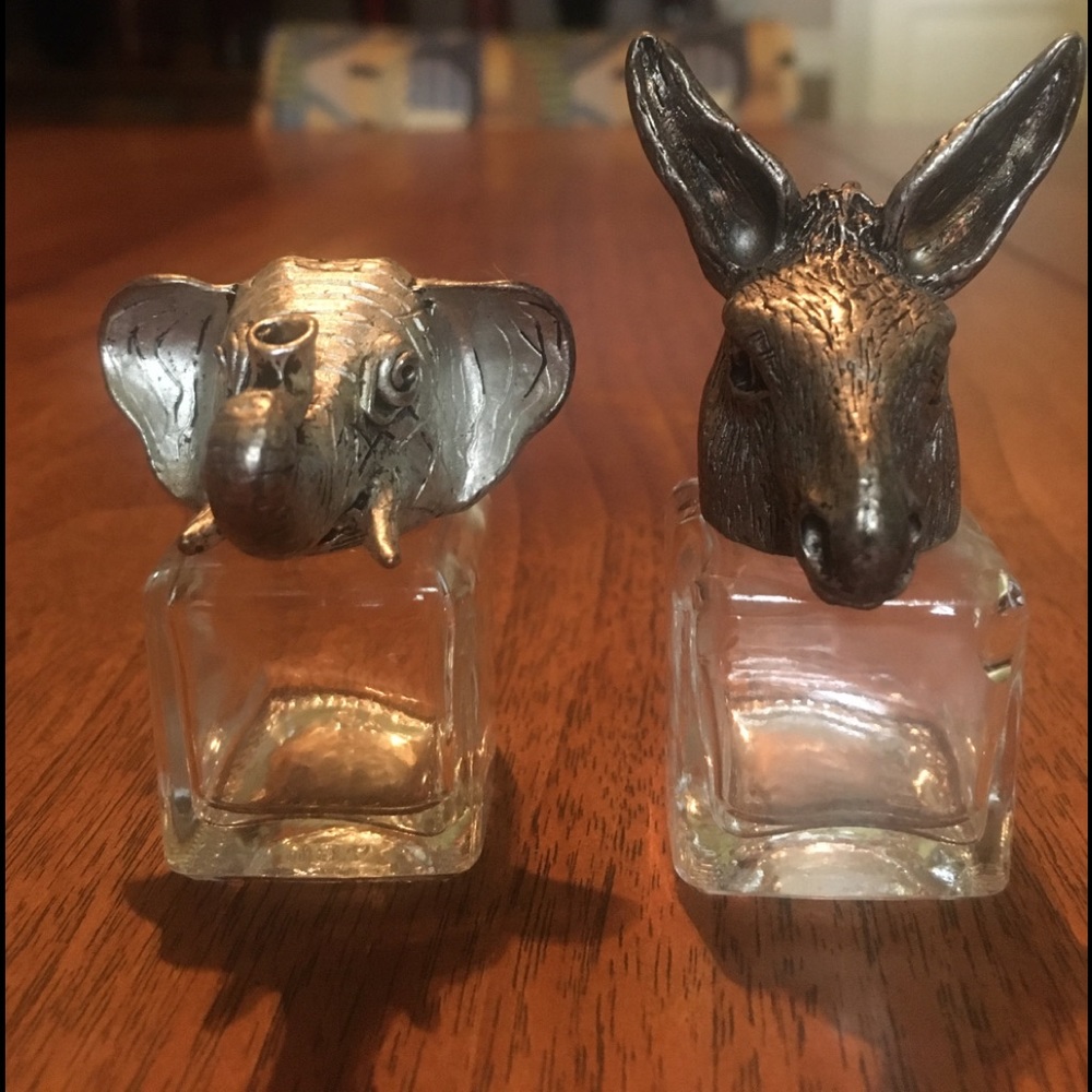 Donkey and Elephant Pewter Salt & Pepper Shaker